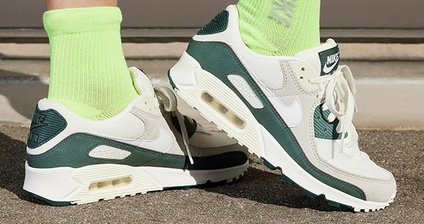 The Womens Exclusive Nike Air Max 90 ‘Vintage Green Is A Sneaker Treat onfoot back corner