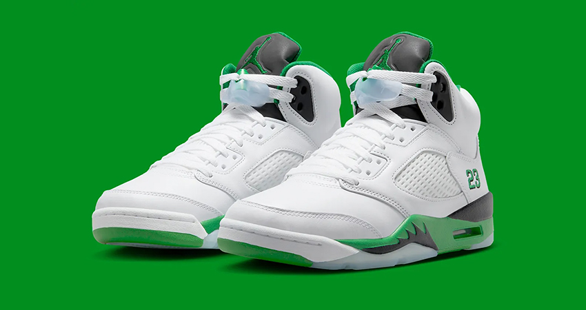 Womens Exclusive Air Jordan 5 Lucky Green Coming in Hot front corner