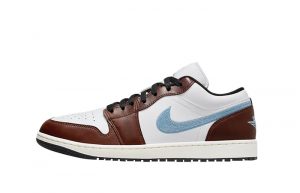 Air Jordan 1 Low Embroidered White Brown Blue FQ7832 142 featured image
