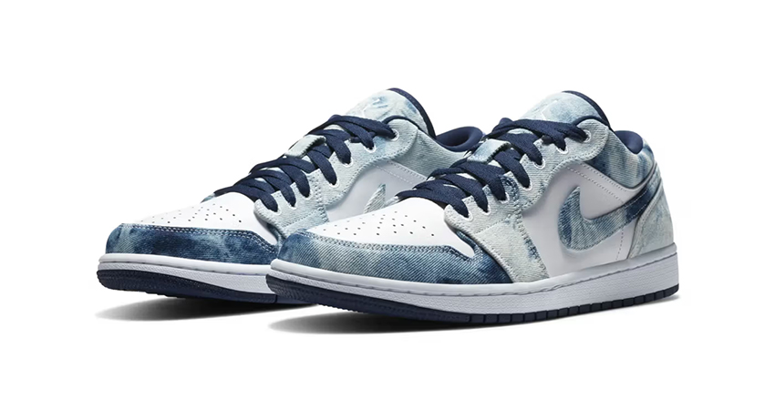 New Look For Air Jordan 1 Low In Washed Denim Style front corner