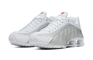 Nike Shox R4 Metallic White Womens AR3565 101 front corner