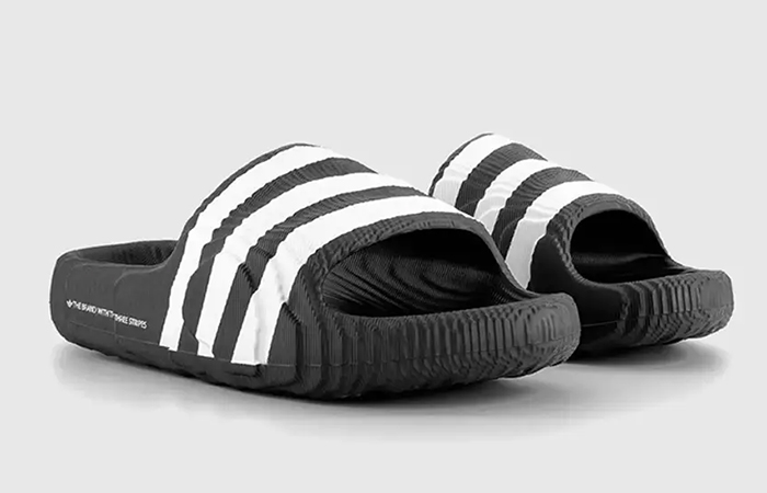 adidas Adilette 22 Core Black White IF3670 front corner
