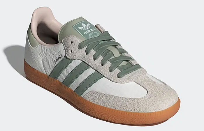 adidas Samba OG White Silver Green ID0492 front corner