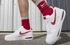 Nike Air Force 1 Low Evo White University Red HF3630 100 onfoot left