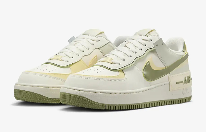 Nike Air Force 1 Shadow Pale Ivory Oil Green FN6335 101 front corner
