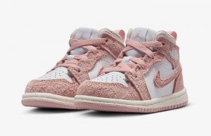 Air Jordan 1 Mid Toddler Pink Suede FN7537 161 front corner