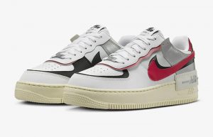 Nike Air Force 1 Shadow White Silver Gym Red FN6335 100 front corner