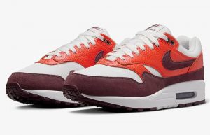 Nike Air Max 1 Burgundy Crush Picante Red FN6952 102 front corner