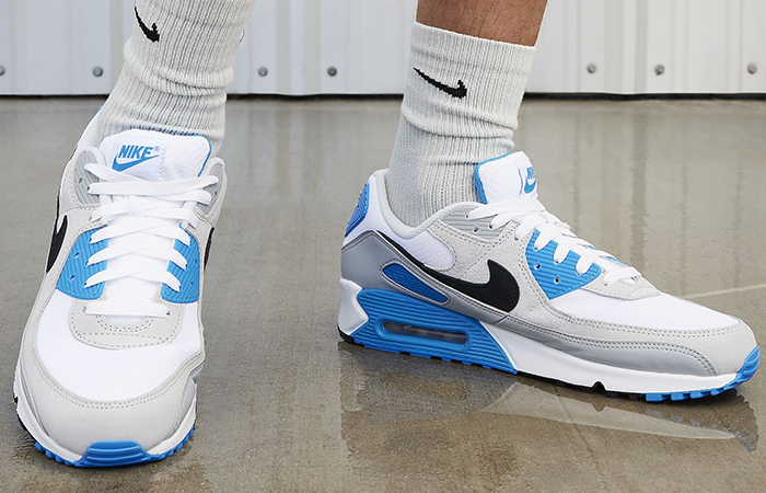 Nike Air Max 90 White Photo Blue FN6958 102 onfoot front corner