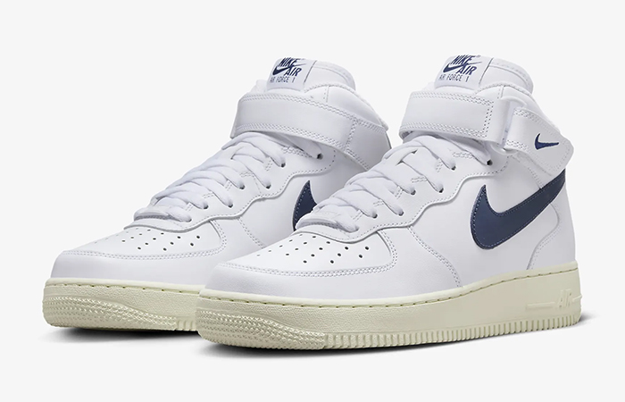 Nike Air Force 1 07 Mid White Midnight Navy DD9625 105 front corner